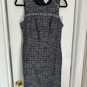 Women's Navy and White Tweed Dress